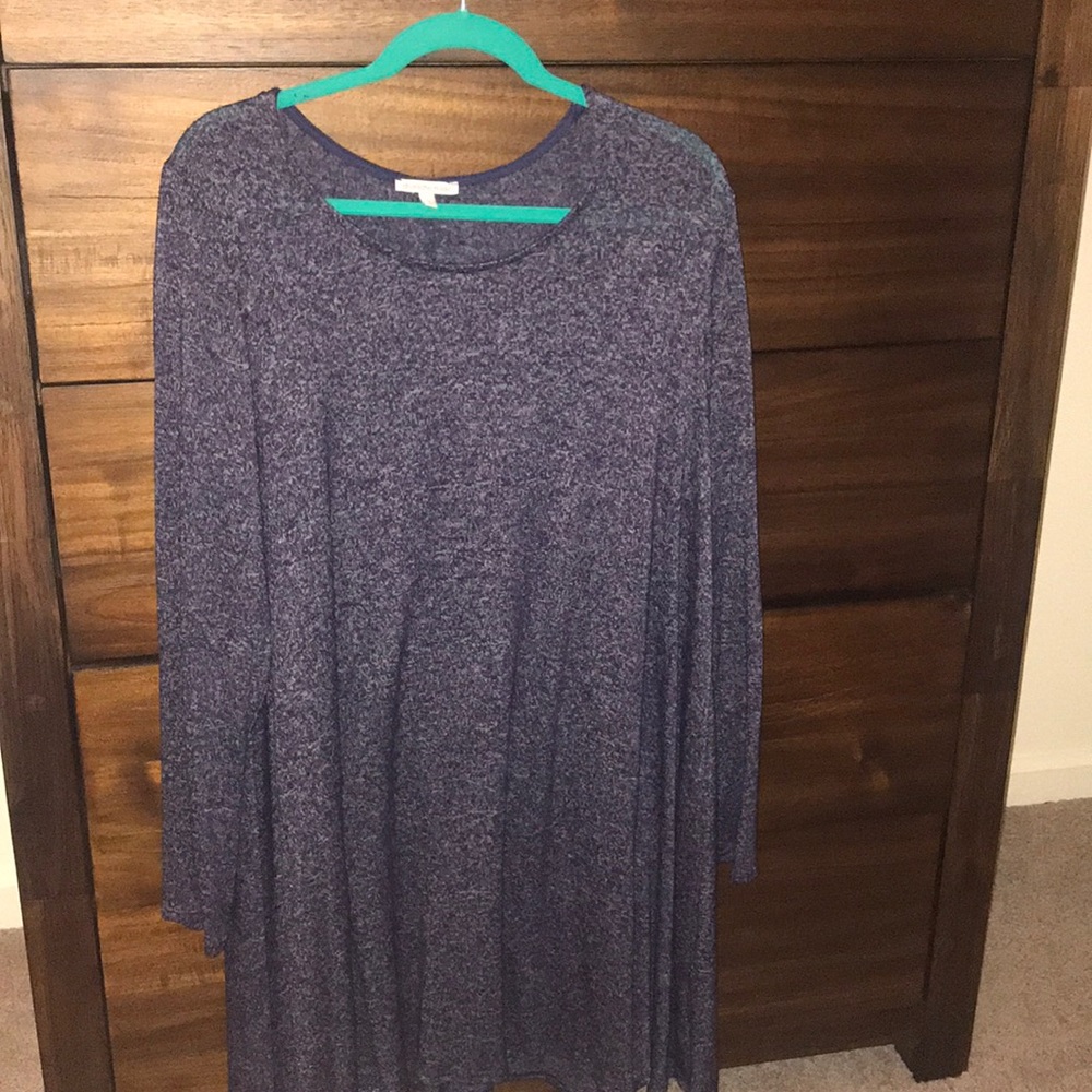 Blue Speckled Long-Sleeve Dress